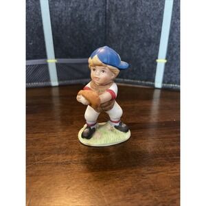 Vintage HOMCO 1468 Porcelain Figurine of a Little Boy in a Blue Ball Cap Retired
